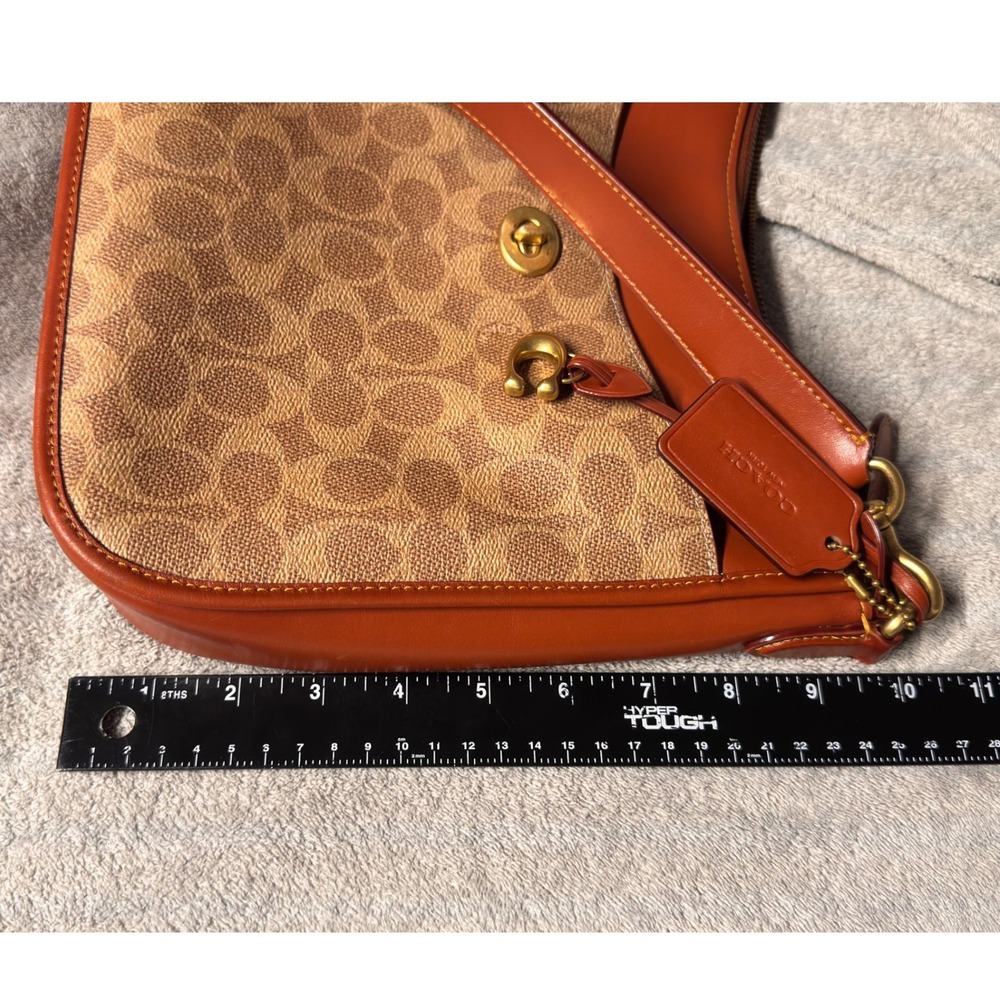 Coach Chaise Crossbody Bag Signature Coated Canvas Leather Tan Brown C8487 - Picture 9 of 15